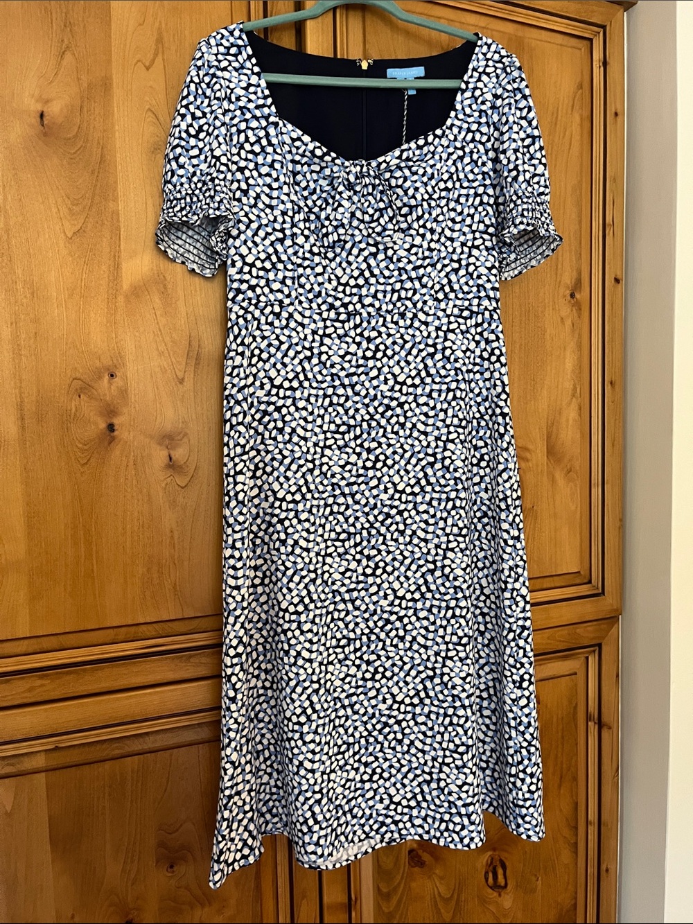 Draper James Navy and White Printed Midi Dress